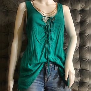 Lace up sleeveless blouse